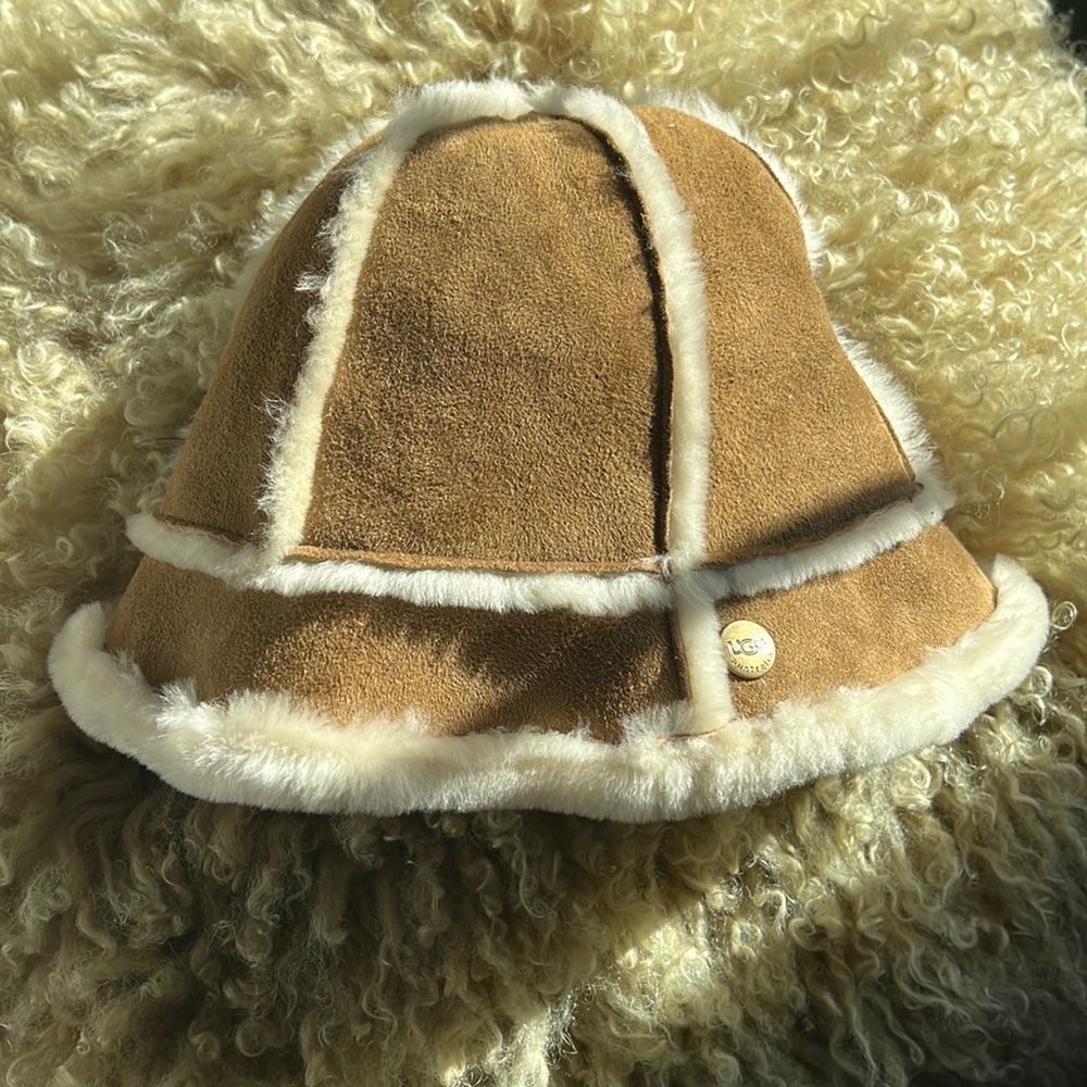 Uggs suede and shearling hat. One size.
